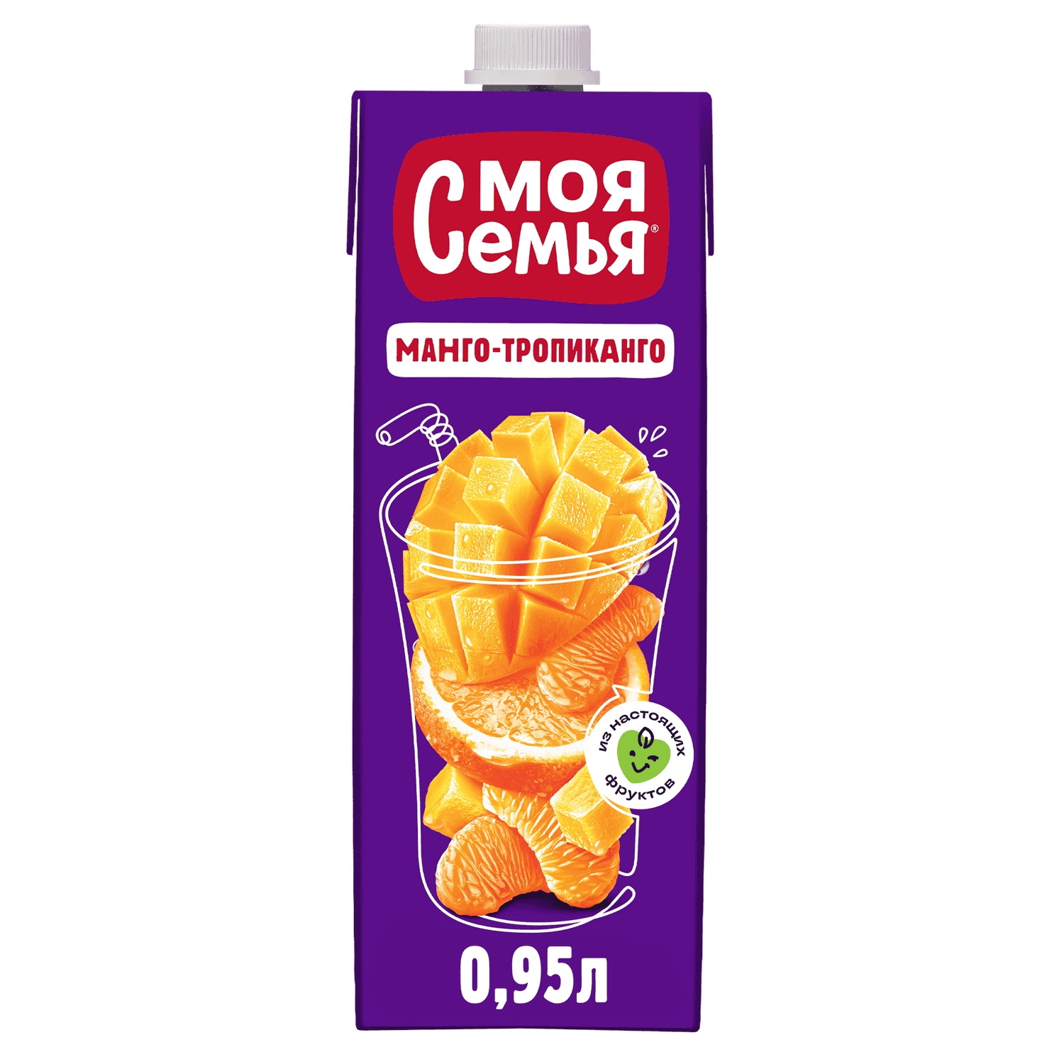 НАПИТОК МОЯ СЕМЬЯ 0,95Л СОКОСОДЕРЖАЩИЙ ИЗ АПЕЛЬСИНА МАНДАРИНА И МАНГО
