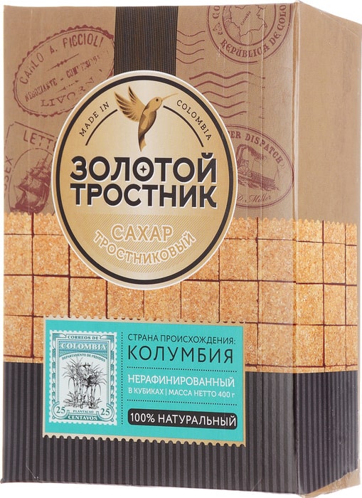 САХАР ЗОЛОТОЙ ТРОСТНИК 400Г ТРОСТНИКОВЫЙ НЕРАФИНИРОВАННЫЙ КУСКОВОЙ