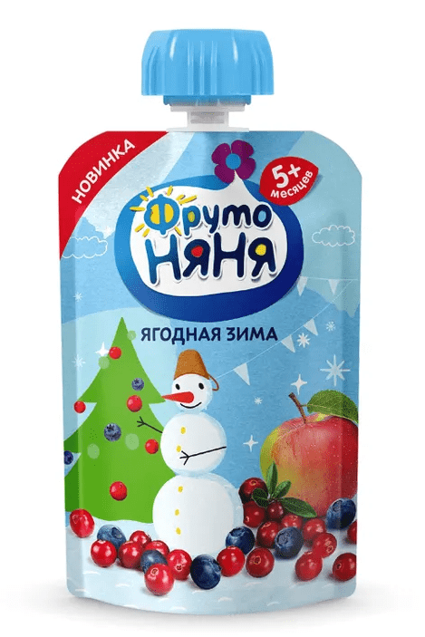 ПЮРЕ ФРУТОНЯНЯ 90Г ЯБЛОКО ЧЕРНИКА КЛЮКВА БРУСНИКА М/У