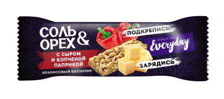 БАТОНЧИК АРАХИСОВЫЙ СОЛЬ ОРЕХ ЭВЕРИДЭЙ 40Г С СЫРОМ И КОПЧЕНОЙ ПАПРИКОЙ