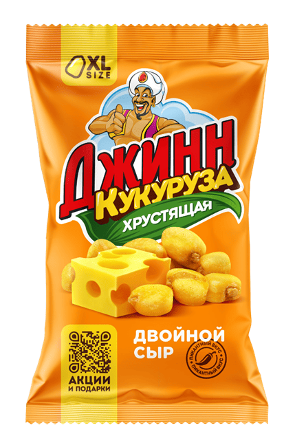 КУКУРУЗА ДЖИНН ПРЕМИУМ 35Г ЖАРЕНАЯ СО ВКУСОМ ДВОЙНОГО СЫРА И ЧИЛИ