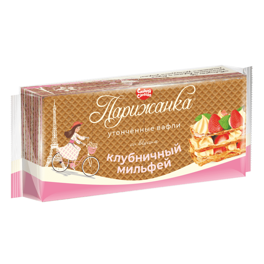 ВАФЛИ СЛАДКАЯ СЛОБОДА ПАРИЖАНКА 210Г СО ВКУСОМ КЛУБНИЧНЫЙ МИЛЬФЕЙ Д/ДЕТ ПИТ