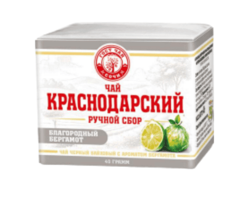 ЧАЙ КРАСНОДАРСКИЙ РУЧНОЙ СБОР 40Г ЧЕРНЫЙ БЕРГАМОТ БАНДЕРОЛЬ