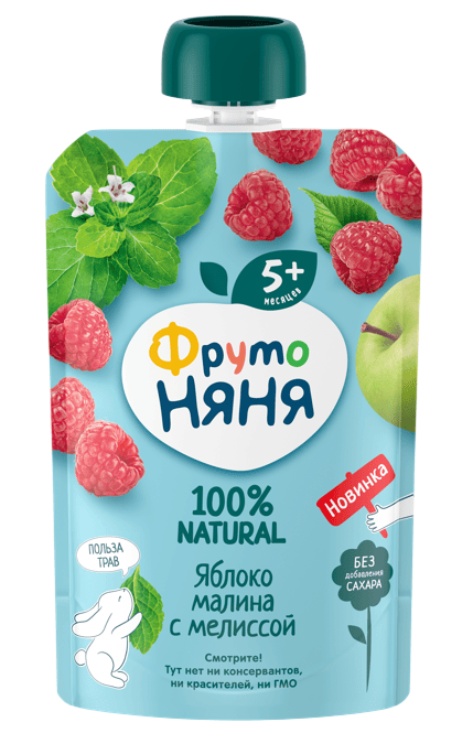 ПЮРЕ ФРУТОНЯНЯ 90Г ЯБЛОКО МАЛИНА МЕЛИССА ПАУЧ