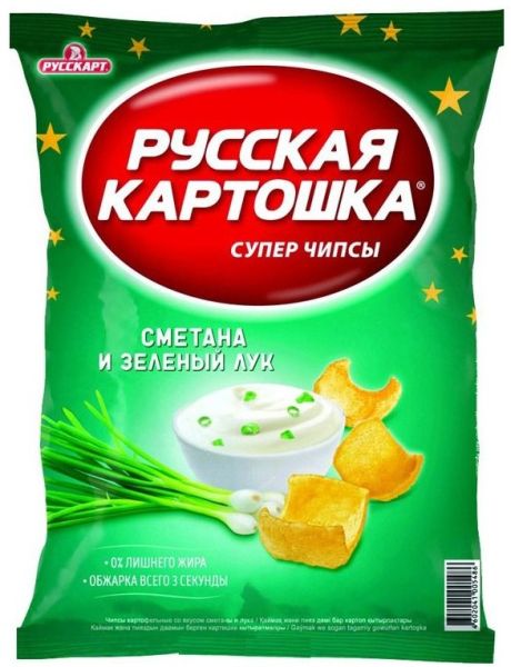 ЧИПСЫ РУССКАЯ КАРТОШКА 50Г СМЕТАНА ЗЕЛЕНЫЙ ЛУК