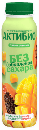 БИОЙОГУРТ АКТИБИО 1,5% 260Г С НАПОЛН МАНГО-ПАПАЙЯ Б/ЛАКТОЗНЫЙ ОБОГ БИФИДОБАКТ