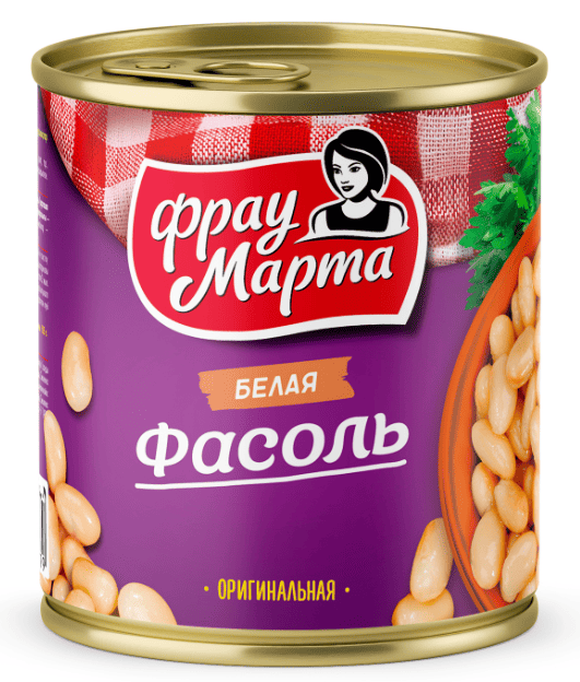 ФАСОЛЬ ФРАУ МАРТА 310Г БЕЛАЯ В СОБСТВЕННОМ СОКУ ОРИГИНАЛЬНАЯ ЖБ КЛЮЧ