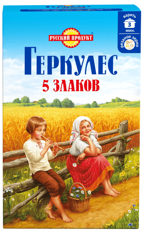 ХЛОПЬЯ ОВСЯНЫЕ ГЕРКУЛЕС 400Г 5 ЗЛАКОВ КАРТ/УП