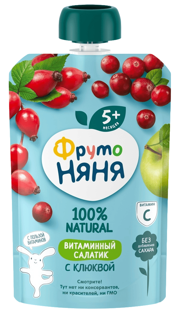 ПЮРЕ ФРУТОНЯНЯ 90Г ВИТАМИННЫЙ САЛАТИК С КЛЮКВОЙ М/У