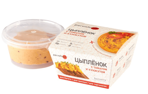 КРЕМ-ПАСТА ПЕРВАФУД 140Г ИЗ ЦЫПЛЕНКА С ТОМАТОМ И КУНЖУТОМ ПЛ/Б
