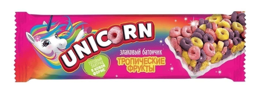 БАТОНЧИК ЗЛАКОВЫЙ ЛЮБЯТОВО ЮНИКОРН 22Г ВКУС ТРОПИЧЕСКИХ ФРУКТОВ