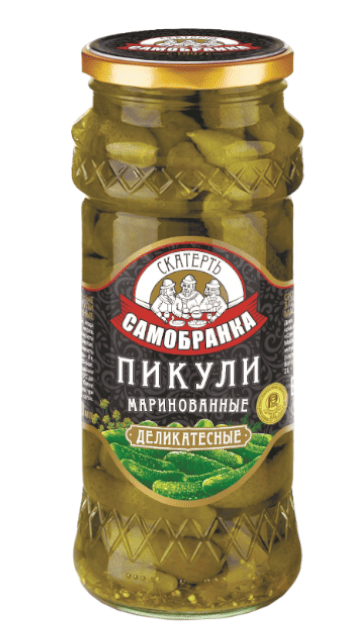ОГУРЦЫ СКАТЕРТЬ САМОБРАНКА 580МЛ ПИКУЛИ ДЕЛИКАТЕСНЫЕ МАРИНОВАННЫЕ СТ