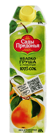 СОК САДЫ ПРИДОНЬЯ 1Л ЯБЛОКО ГРУША С МЯКОТЬЮ