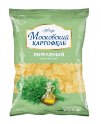 КАРТОФЕЛЬ ХРУСТЯЩИЙ МОСКОВСКИЙ КАРТОФЕЛЬ 120Г РИФЛЕНЫЙ СО ВКУС ДУШИСТОГО УКРОПА