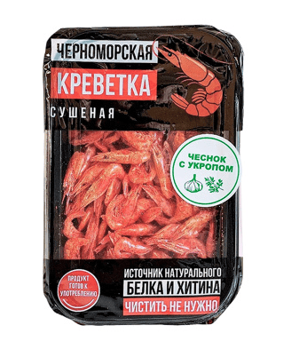 КРЕВЕТКА ЧЕРНОМОРСКАЯ КРЕВЕТКА 22Г СО ВКУСОМ ЧЕСНОК С УКРОПОМ СУШЕНАЯ КОНТЕЙНЕР
