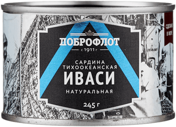 САРДИНА ДОБРОФЛОТ 245Г ИВАСИ НАТУРАЛЬНАЯ ТИХООКЕАН НАТУРАЛЬНАЯ С ДМ ЖБ