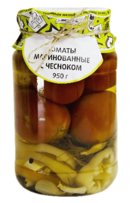 ТОМАТЫ ПОГРЕБОК 950Г МАРИНОВАННЫЕ С ЧЕСНОКОМ СТ/Б
