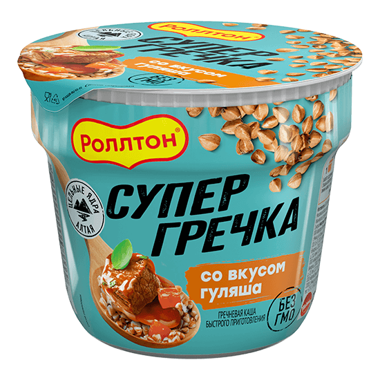 КАША Б/П РОЛЛТОН 45Г ГРЕЧНЕВАЯ СО ВКУСОМ ГУЛЯША СТАКАН