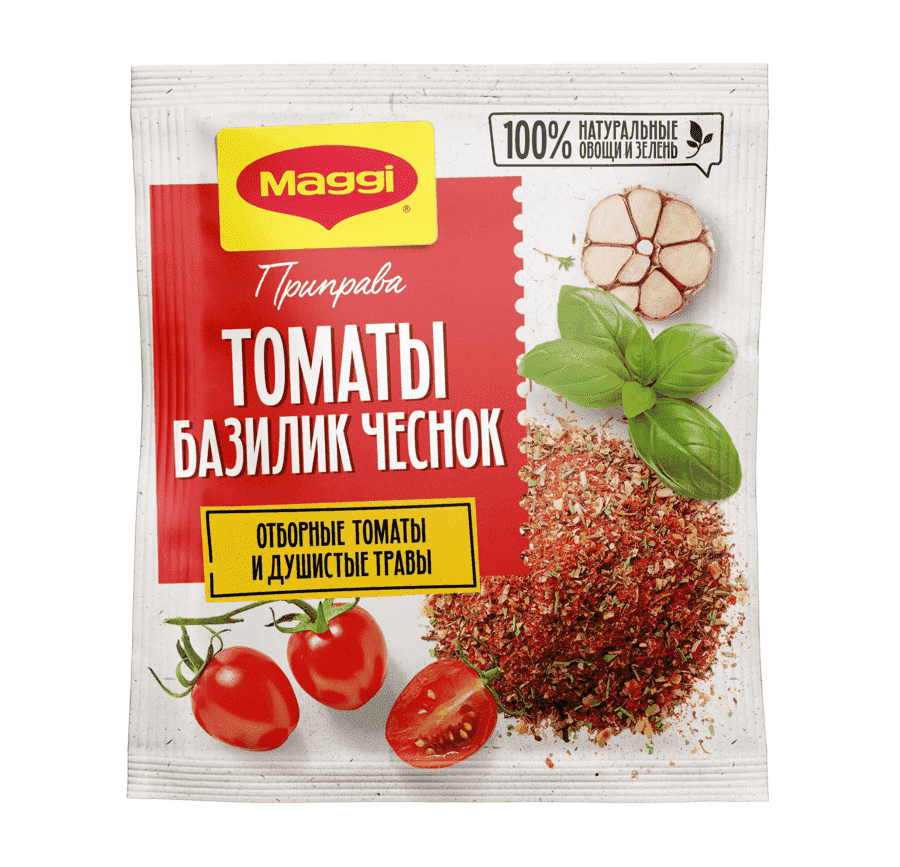 ПРИПРАВА МАГГИ 20Г ТОМАТАМИ БАЗИЛИКОМ И ЧЕСНОКОМ