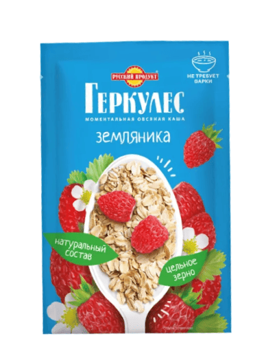 КАША РУССКИЙ ПРОДУКТ 35Г ГЕРКУЛЕС МОМЕНТАЛЬНАЯ ОВСЯНАЯ С ЗЕМЛЯНИКОЙ