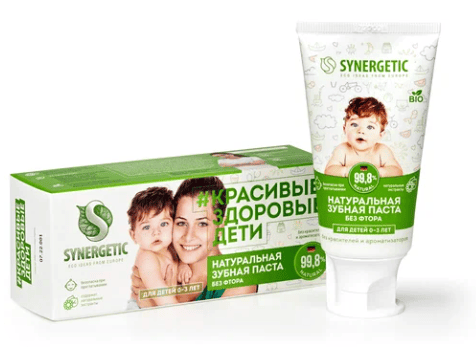 ПАСТА ЗУБНАЯ СИНЕРГЕТИК 50Г ЛИПА И РОМАШКА ОТ 0 ДО 3 ЛЕТ ДЕТСКАЯ
