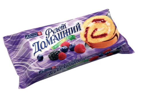 РУЛЕТ ДОМАШНИЙ 150Г МИНИС ФРУКТОВО-ЯГОДНОЙ НАЧИНКОЙ ЯГОДНЫЙ СБОР