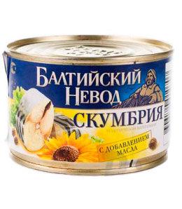 СКУМБРИЯ БАЛТИЙСКИЙ НЕВОД 240Г АТЛАНТИЧЕСКАЯ НАТ С ДОБАВЛЕНИЕМ МАСЛА ЖБ