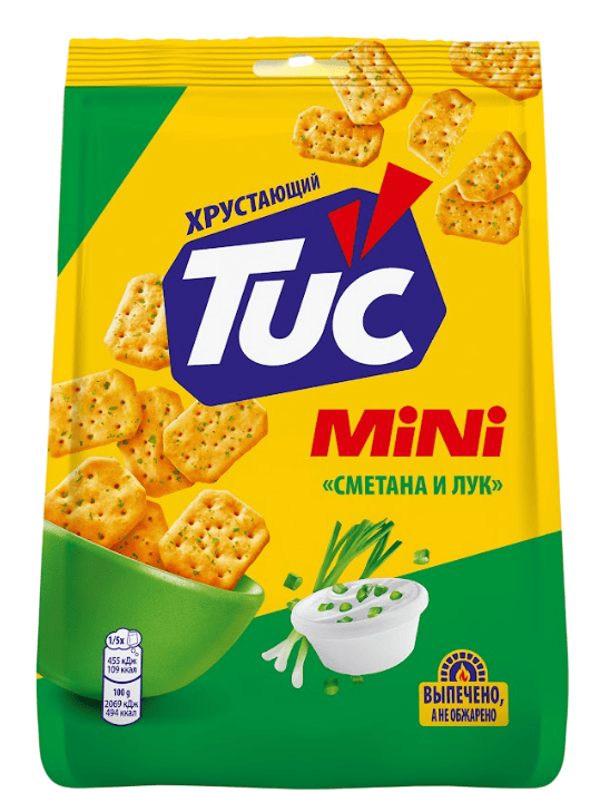 КРЕКЕР ТУК 110Г СО ВКУСОМ СМЕТАНЫ И ЛУКА МИНИ