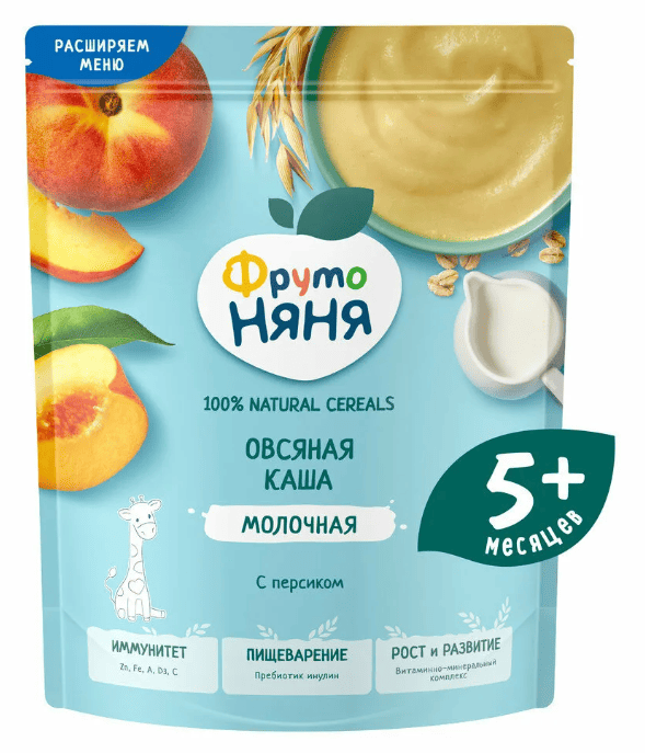 КАША ФРУТОНЯНЯ 190Г МОЛОЧНАЯ ОВСЯНАЯ С ПЕРСИКОМ Б/Р Д/П