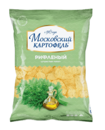 КАРТОФЕЛЬ ХРУСТЯЩИЙ МОСКОВСКИЙ КАРТОФЕЛЬ 120Г РИФЛЕНЫЙ СО ВКУС ДУШИСТОГО УКРОПА