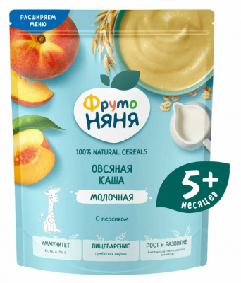 КАША ФРУТОНЯНЯ 190Г МОЛОЧНАЯ ОВСЯНАЯ С ПЕРСИКОМ Б/Р Д/П