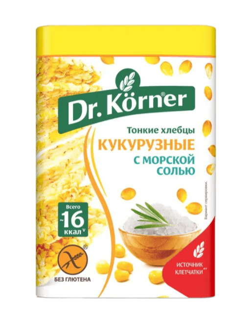 ХЛЕБЦЫ ХЛЕБПРОМ ДОКТОР КЕРНЕР 100Г КУКУРУЗНЫЕ С МОРСКОЙ СОЛЬЮ