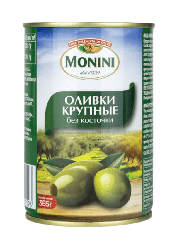 ОЛИВКИ МОНИНИ 385Г КРУПНЫЕ БЕЗ КОСТОЧКИ ЖБ КЛЮЧ