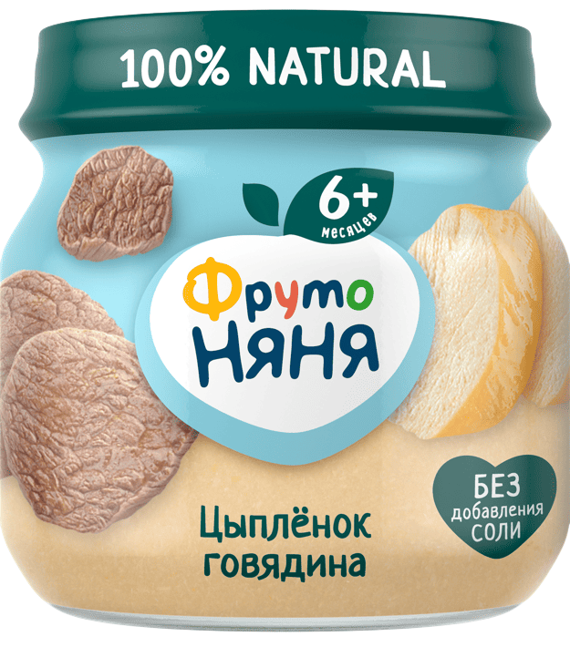ПЮРЕ ФРУТОНЯНЯ 80Г ЦЫПЛЕНОК ГОВЯДИНА СТ