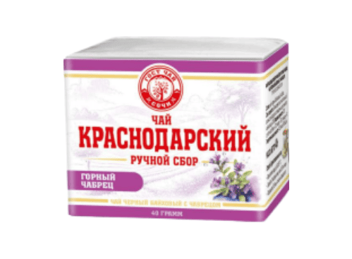 ЧАЙ КРАСНОДАРСКИЙ РУЧНОЙ СБОР 40Г ЧЕРНЫЙ ЧАБРЕЦ БАНДЕРОЛЬ