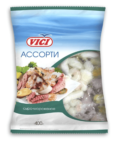 АССОРТИ ИЗ МОРЕПРОДУКТОВ СЫРО-МОРОЖЕНЫХ ВИЧИ 400Г
