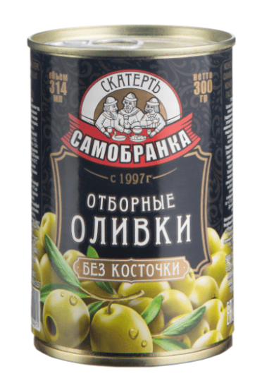 ОЛИВКИ СКАТЕРТЬ САМОБРАНКА 300Г ОТБОРНЫЕ Б/КОСТОЧКИ ЖБ