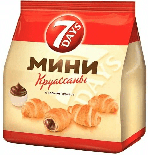 КРУАССАНЫ 7 ДНЕЙ 176Г С КРЕМОМ КАКАО МИНИ