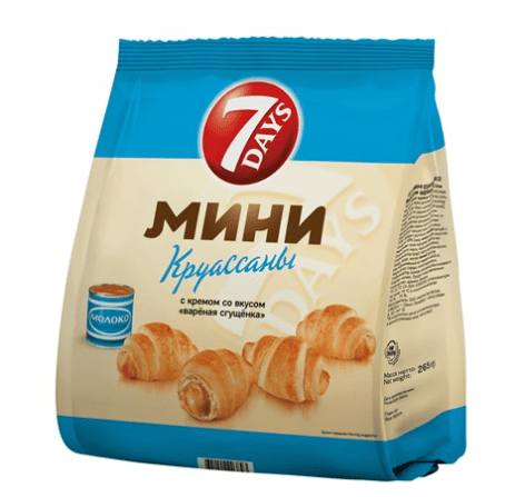 КРУАССАНЫ 7 ДНЕЙ 176Г С КРЕМОМ СО ВКУСОМ ВАРЕНАЯ СГУЩЕНКА МИНИ