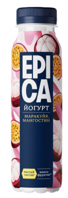 ЙОГУРТ ЭПИКА 260Г ПИТЬЕВОЙ МАРАКУЙЯ И МАНГОСТИН 2,5% ПЭТ