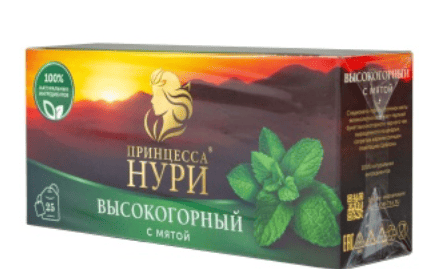ЧАЙ ПРИНЦЕССА НУРИ ПАКЕТ 1,8*25 ВЫСОКОГОРНЫЙ С МЯТОЙ