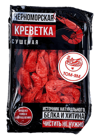 КРЕВЕТКА ЧЕРНОМОРСКАЯ КРЕВЕТКА 22Г СО ВКУСОМ ТОМ-ЯМ СУШЕНАЯ КОНТЕЙНЕР