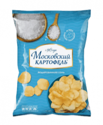 ЧИПСЫ МОСКОВСКИЙ КАРТОФЕЛЬ 60Г ЙОДИРОВАННЫЙ С СОЛЬЮ