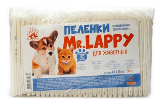 ПЕЛЕНКИ Д/ЖИВОТНЫХ МИСТЕР ЛАППИ 30ШТ 60*40СМ ВПИТЫВАЮЩИЕ ОДНОРАЗОВЫЕ