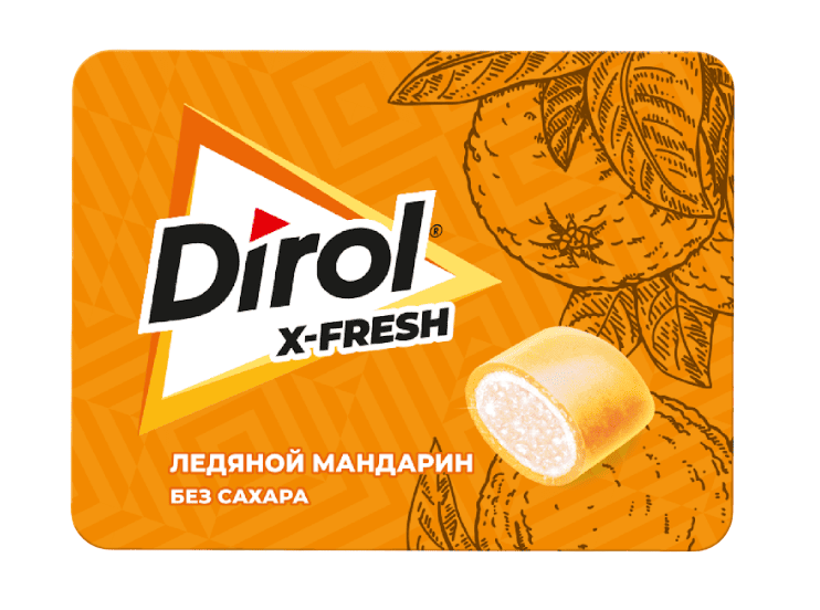 РЕЗИНКА ЖЕВАТЕЛЬНАЯ ДИРОЛ Х-ФРЕШ 16Г ЛЕДЯНОЙ МАНДАРИН