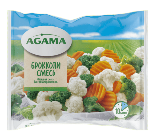 ЗАМОРОЗКА ОВОЩНАЯ АГАМА 400Г СМЕСЬ БРОККОЛИ