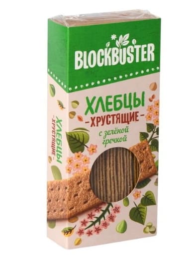 ХЛЕБЦЫ БЛОКБАСТЕР 130Г С ЗЕЛЕНОЙ ГРЕЧКОЙ ХРУСТЯЩИЕ
