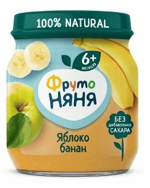 ПЮРЕ ФРУТОНЯНЯ 100Г ИЗ ЯБЛОК И БАНАНОВ НАТУРАЛЬНОЕ СТ