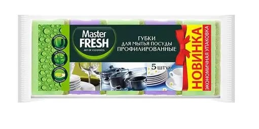 ГУБКИ Д/ПОСУДЫ МАСТЕР ФРЕШ 5ШТ ПРОФИЛИРОВАННЫЕ