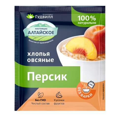 КАША ГУДВИЛЛ 40Г ОВСЯНЫЕ ХЛОПЬЯ ПЕРСИК